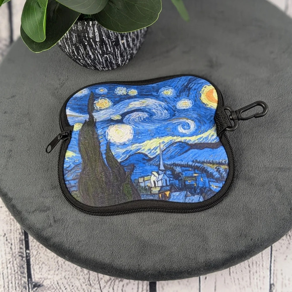 Starry Night neoprene zippered glasses sunglasses case with clip Van Gogh - Picture 3 of 6
